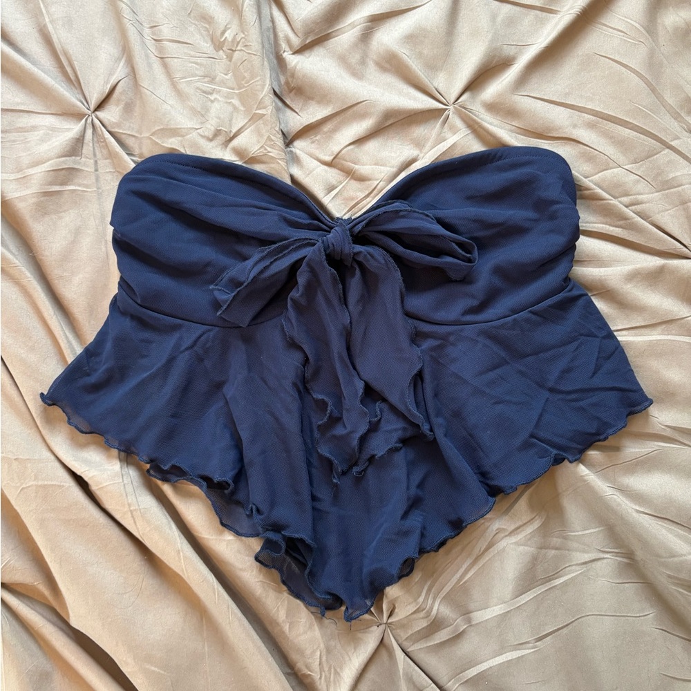 Navy Strapless Top